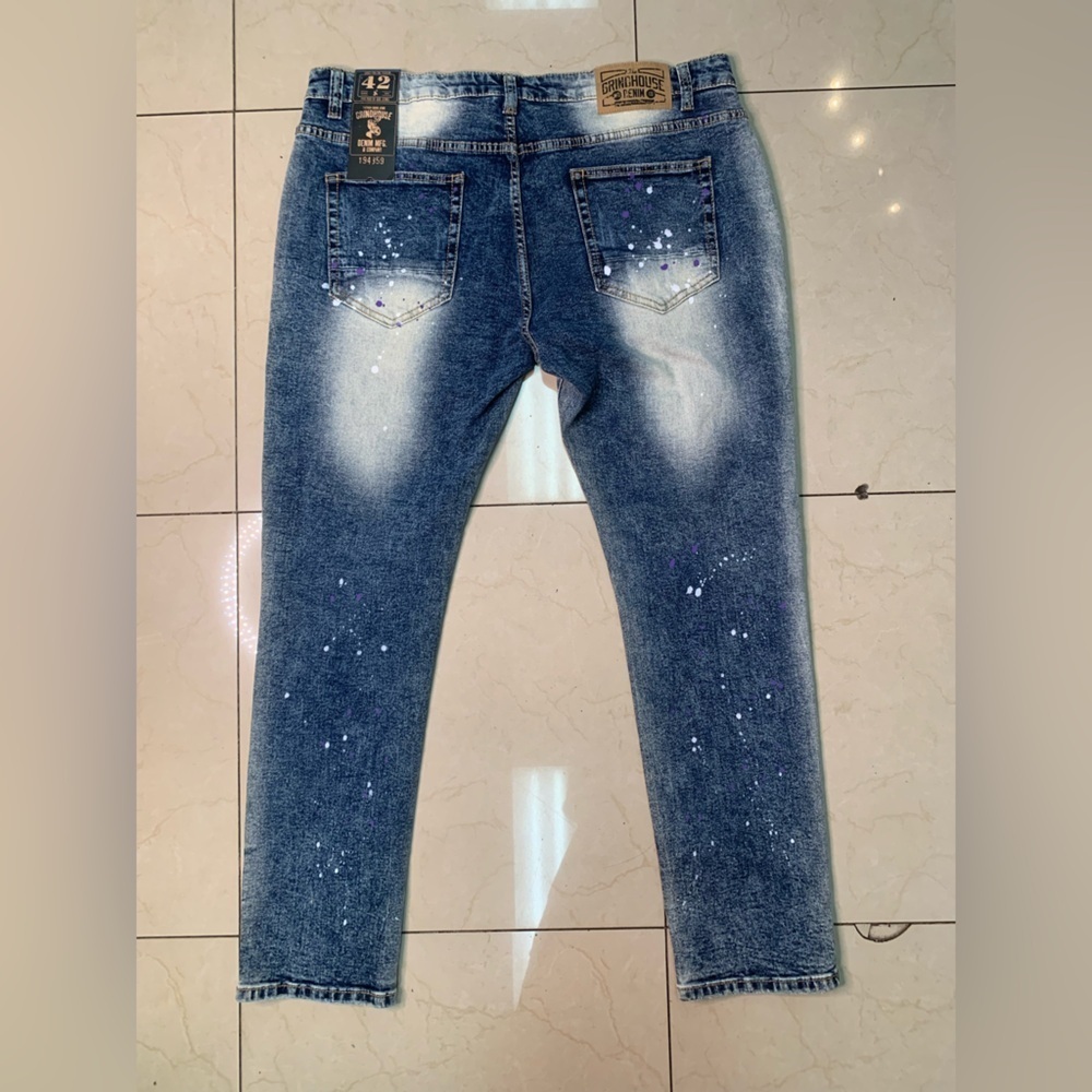 Sz 42 grind house Men's Distressed Blue Jeans - Picture 5 of 6